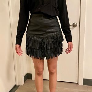 Abercrombie fringe leather mini skirt